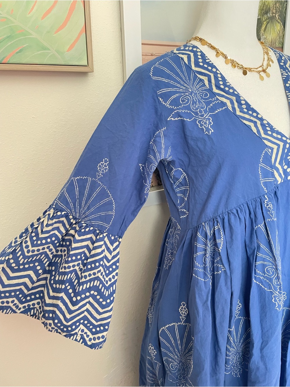 The Fox and The Mermaid Block Printed Dress - Bhavani in Egyptian Blue Small - Picture 5 of 8